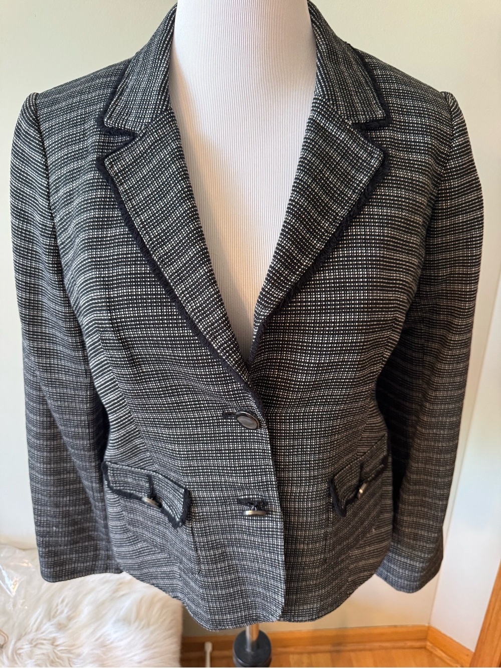 The Limited Black & White Tweed Blazer Jacket